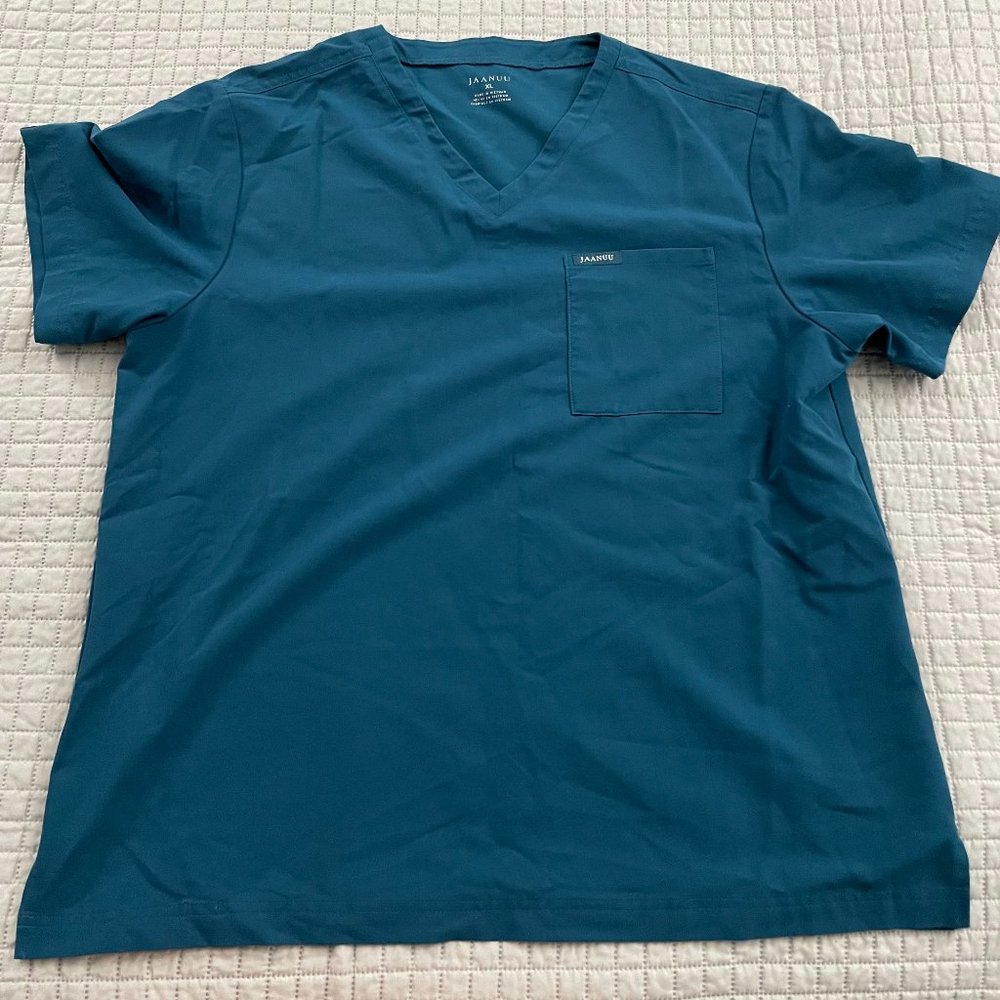 Men's 2 Pocket V-neck Top in Caribbean Blue, XL